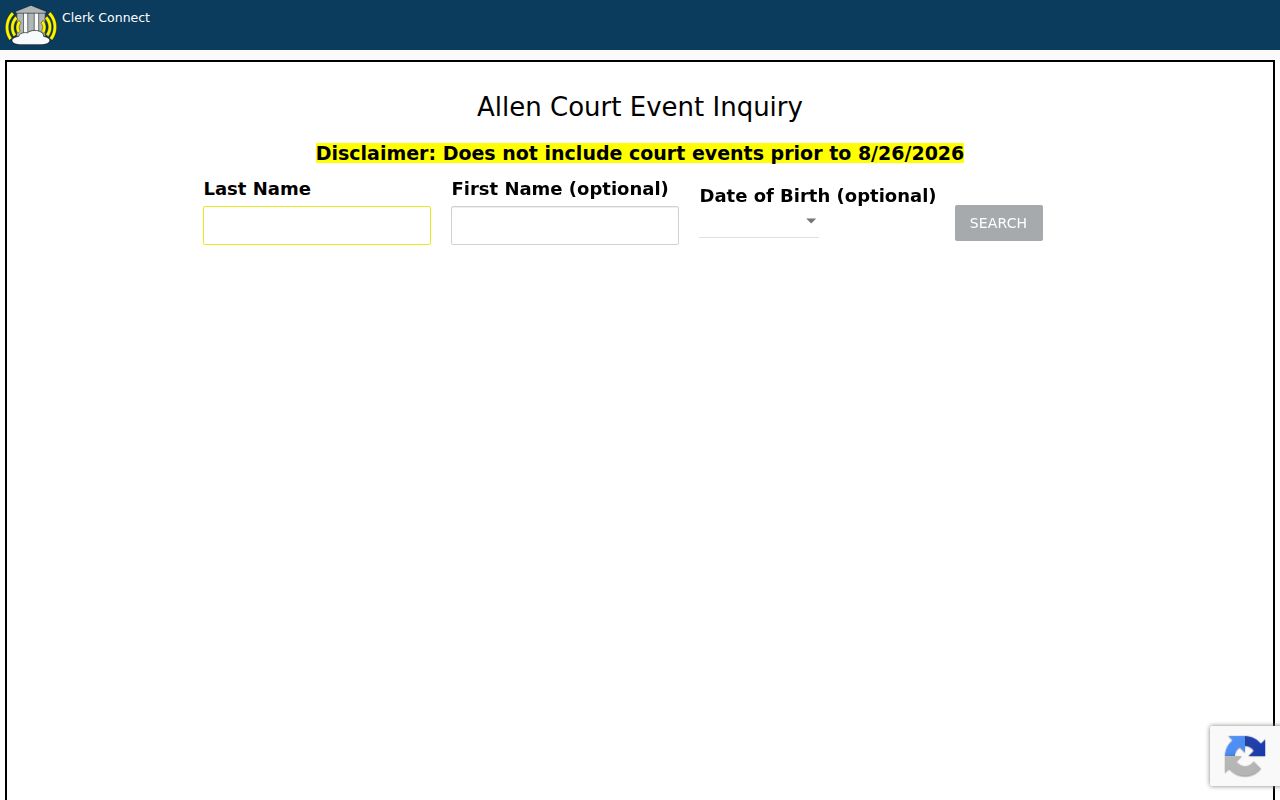 Allen Parish court schedule ClerkConnect Court Events inquiry