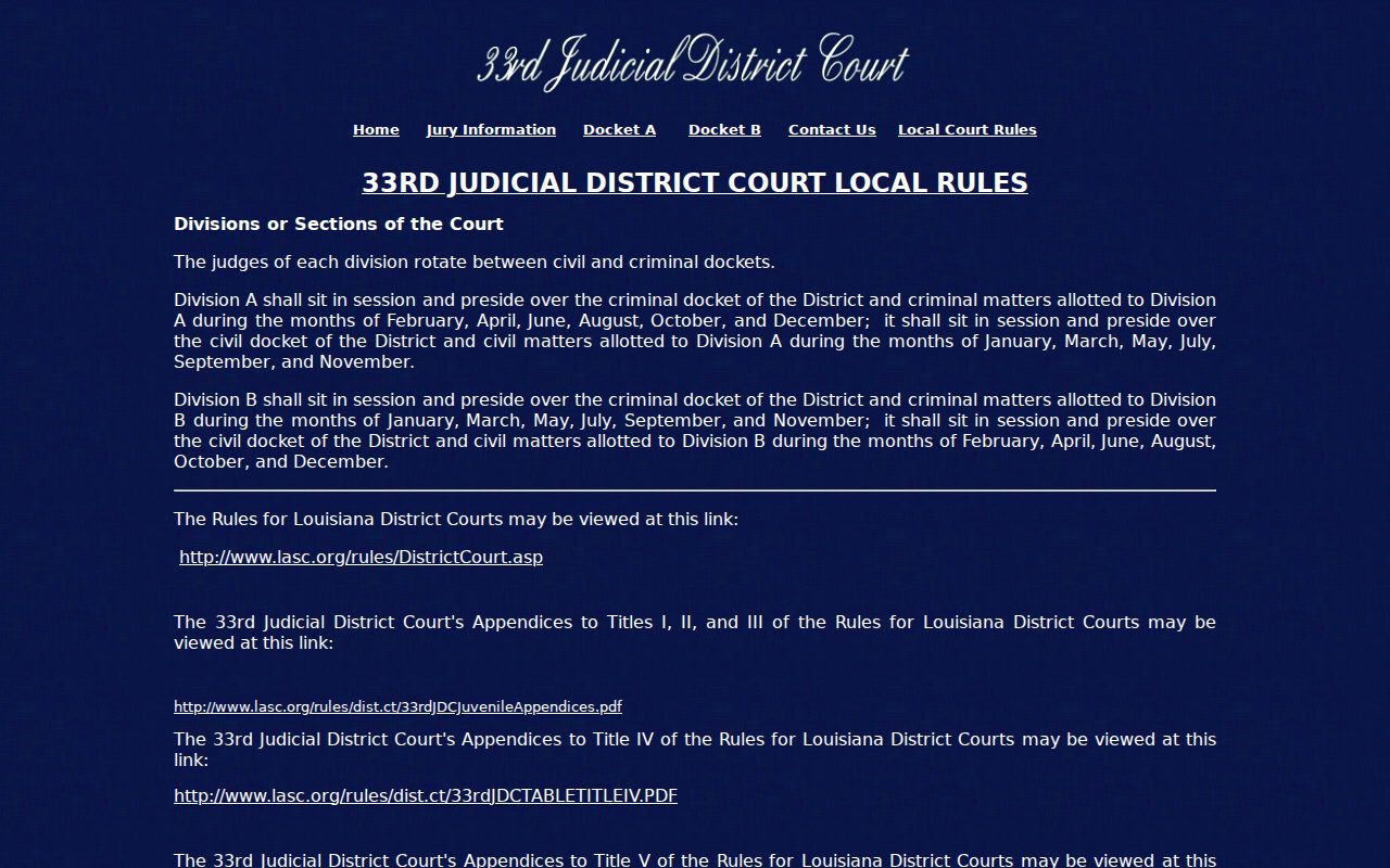 Allen Parish court schedule local rules source