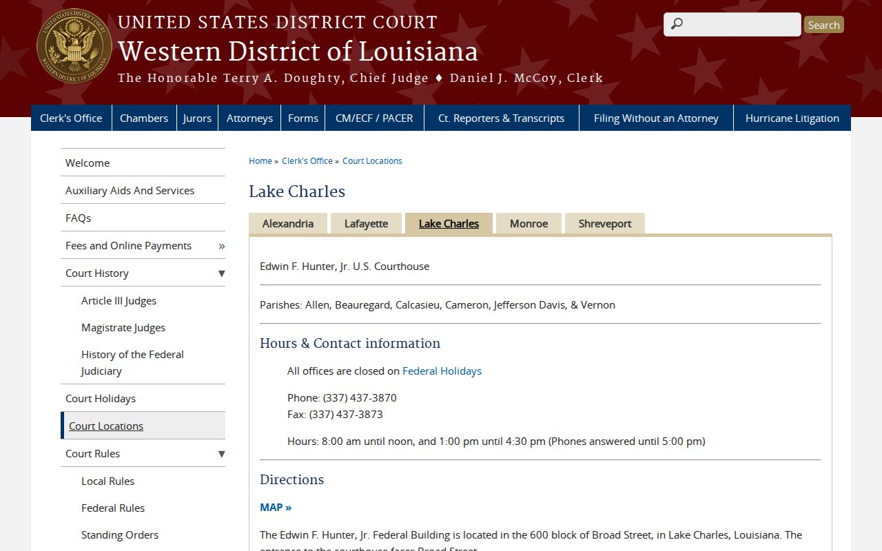 Elizabeth court records federal court boundary