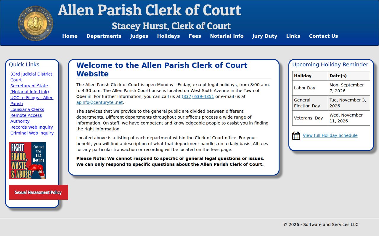 Allen Parish court docket Clerk of Court records source