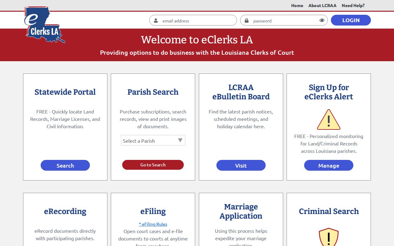 Allen Parish court docket remote access search channel