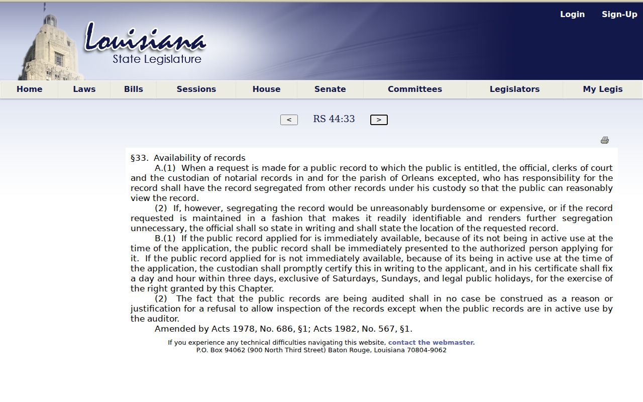Kinder court records Louisiana public access procedure