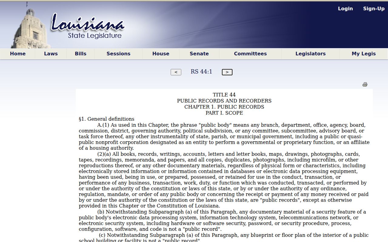 Reeves court records Louisiana public-record definition